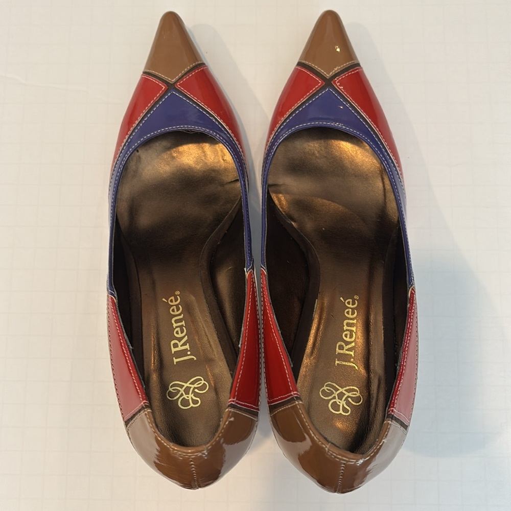 J.Renee Tangle Colorblock Patchwork Pointed Toe Kitten Heels in Size 6.5 - Picture 8 of 16